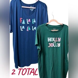 Joyspun Women size large Christmas loungewear sleep shirt nightgown dress bundle